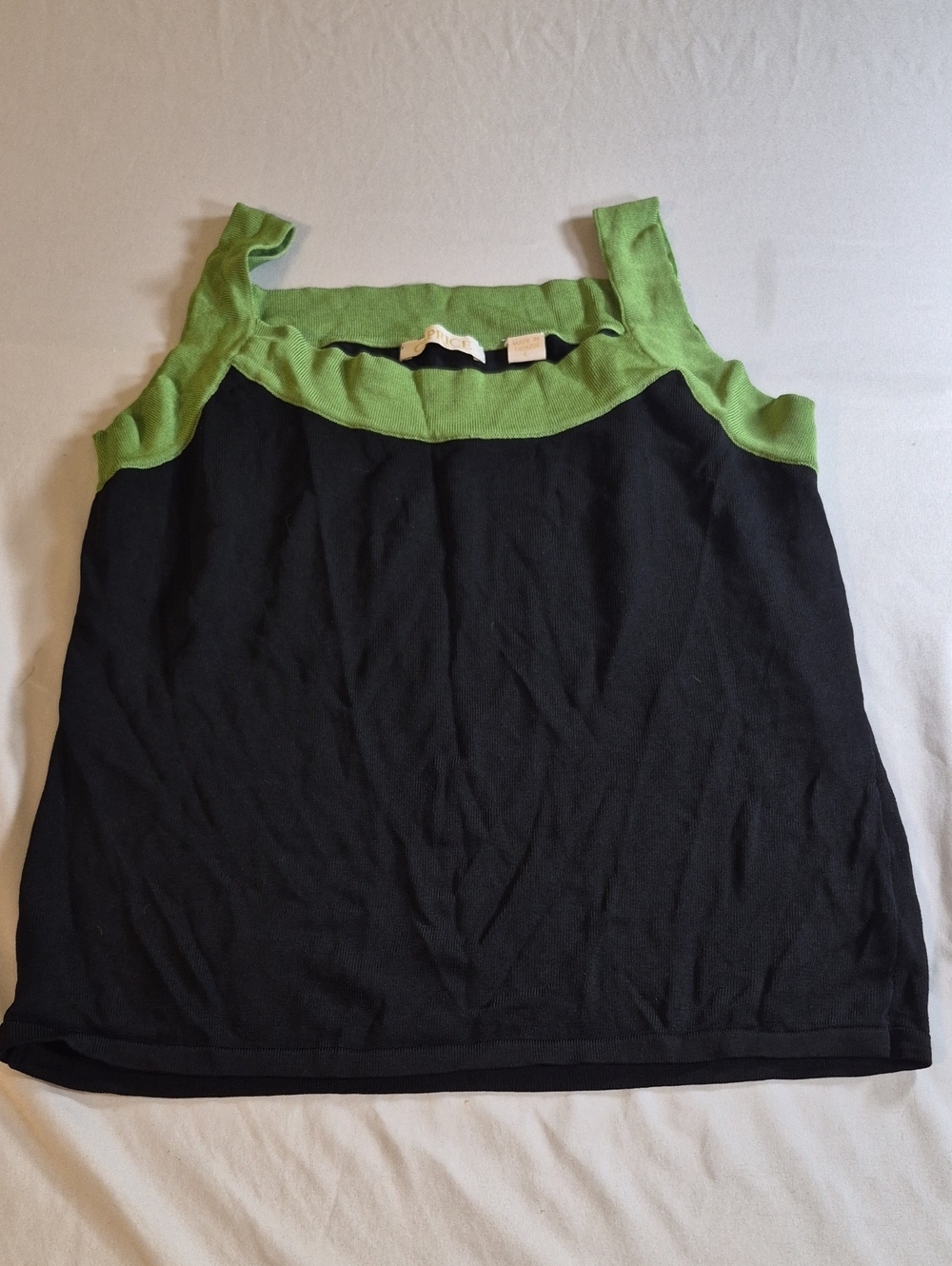 Black Tank Top with Green Trim - Women